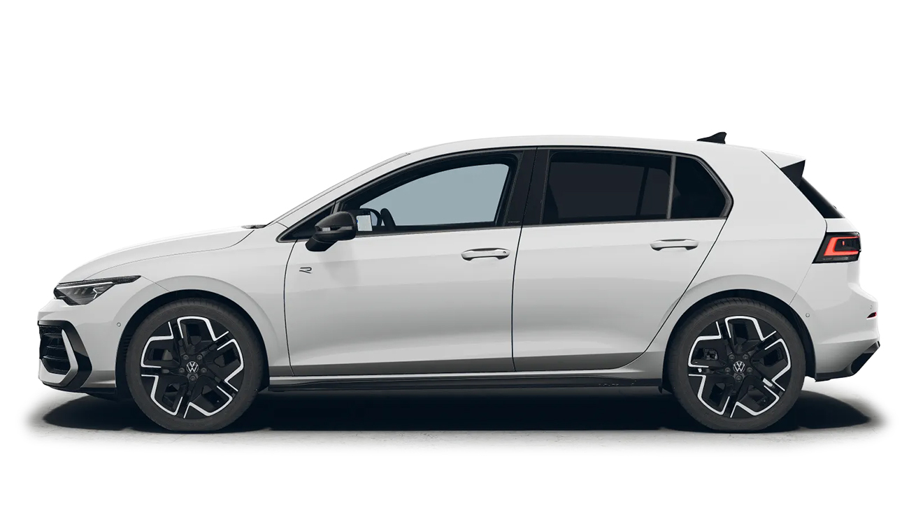 VW Golf R-Line in Pure White Black Style Seitenansicht