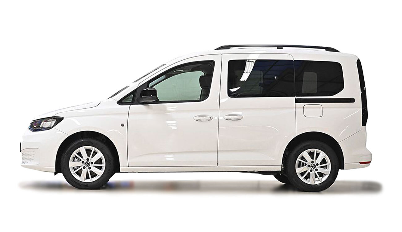VW Caddy Life Freisteller in Candy-Weiß Seitenansicht
