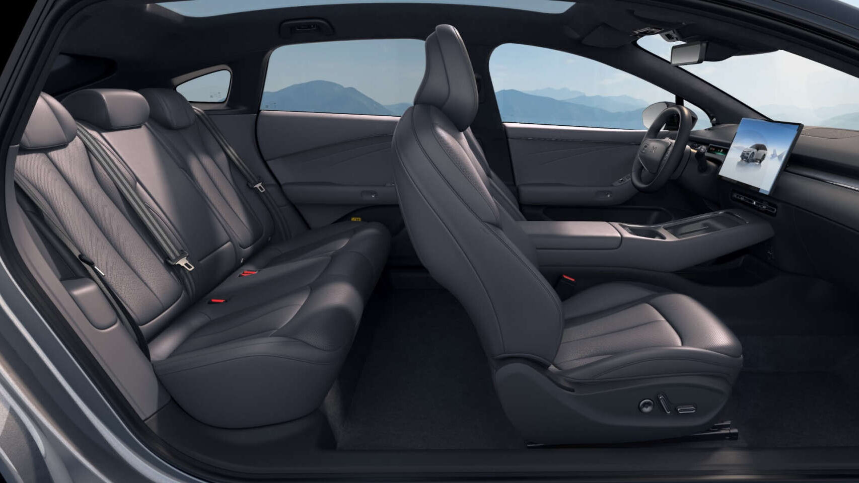 Der XPENG P7+ mit seinem tollen Interieur in grau gewählt, verleiht absolute Harmonie