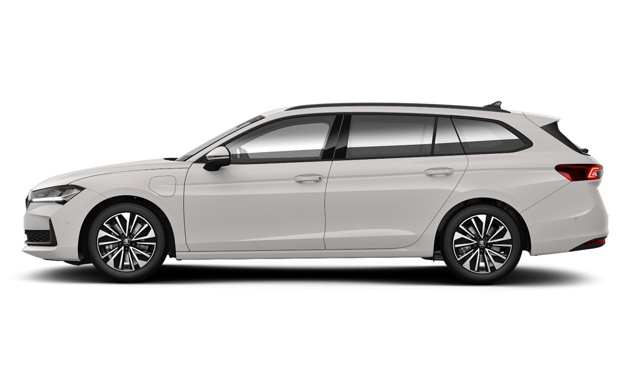 Škoda Superb Combi Selection in Kristall-Weiß Uni Seitenansicht