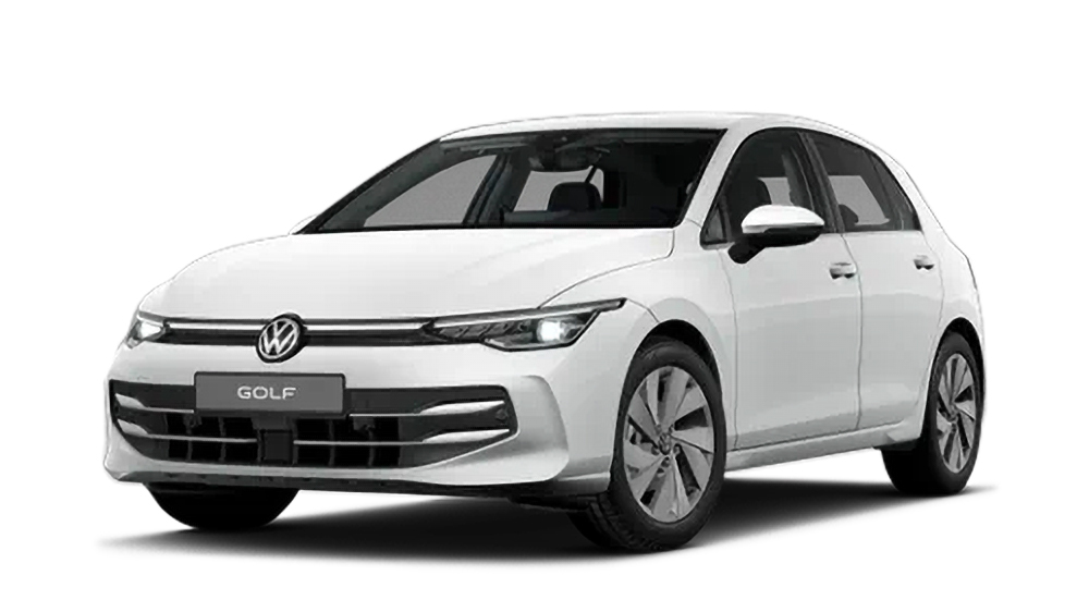 VW Golf Style als Neuwagen in Weiß. Das Auto bietet modernes Design, effiziente Mild-Hybrid-Technologie und umfangreiche Ausstattung.