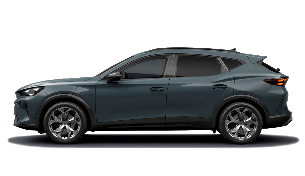 CUPRA Formentor 1.5 e-HYBRID Freisteller in Fiord Blau Seitenansicht