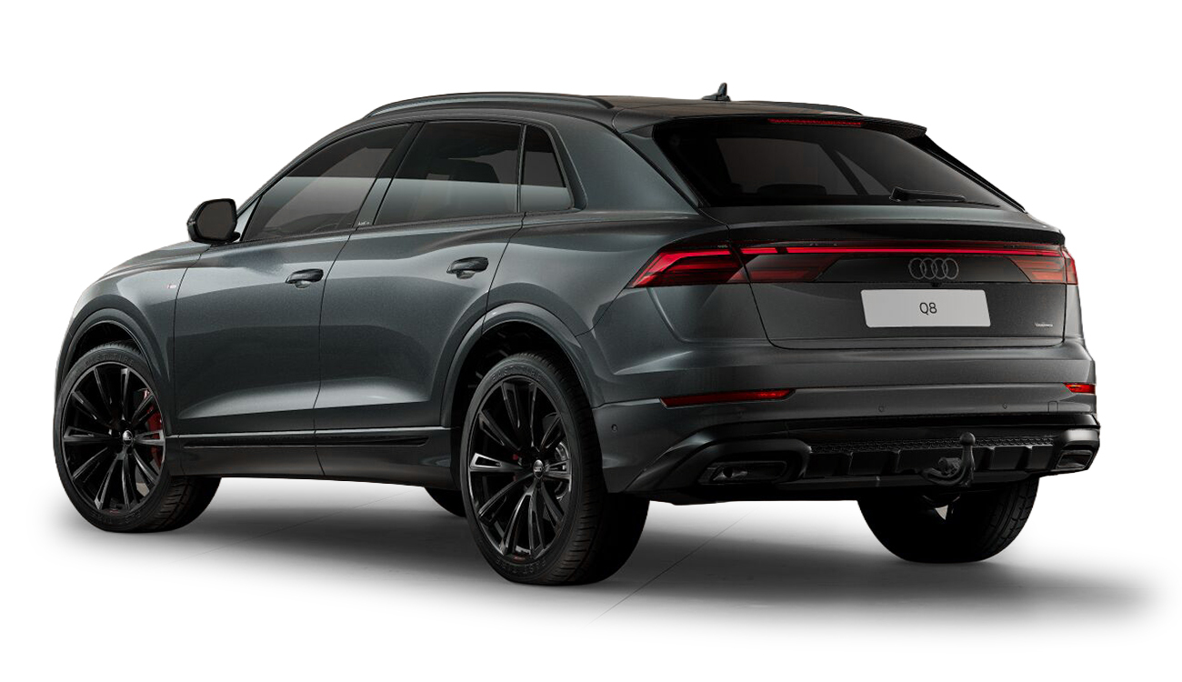 Audi Q8 SUV S line business in Daytonagrau Perleffekt Heckansicht
