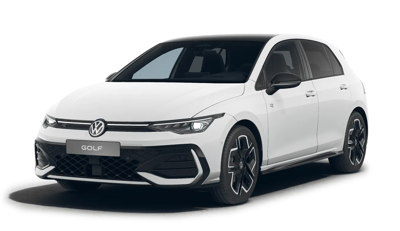 VW Golf R-Line in Pure White Black Style Frontansicht