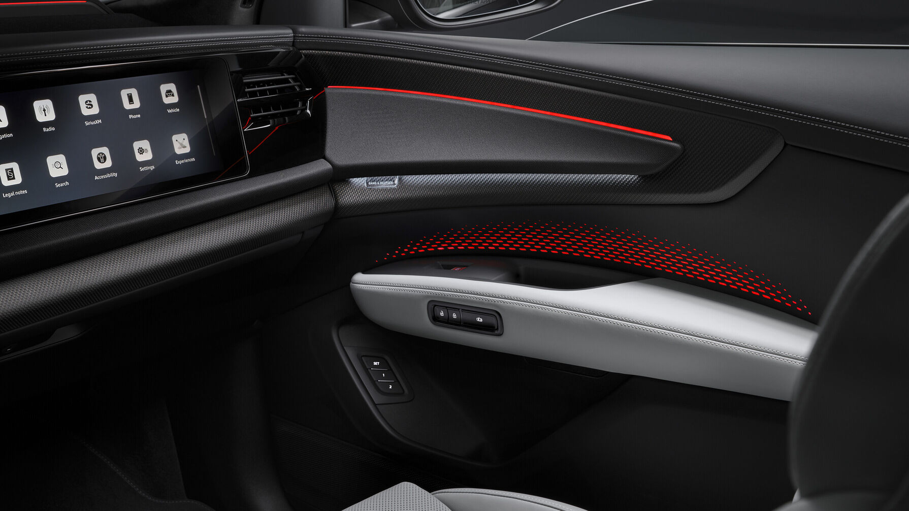 Hochwertige Materialien, moderne Lichtinszenierungen und innovative Technik unterstreichen den Premiumanspruch des neuen Audi Q9 Siebensitzer.