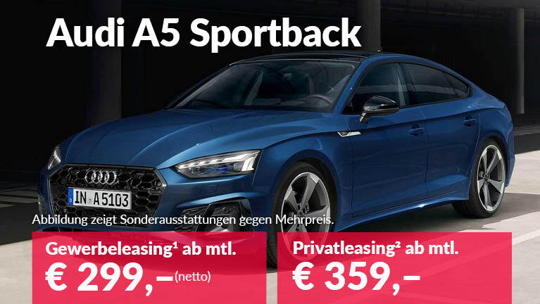 Angebotsteaser Audi A5 Sportback Gewerbe und Privatkunden