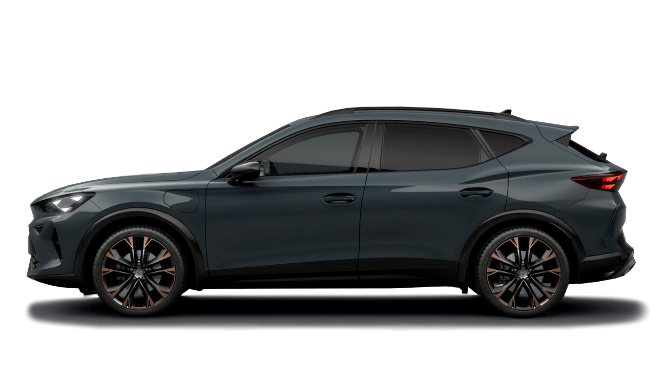 Cupra Formentor VZ Black Edition e-HYBRID Freisteller in Dark Void Metallic Seitenansicht