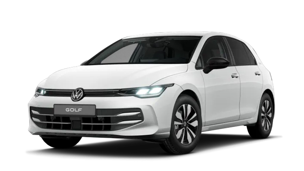 VW Golf Goal als Neuwagen. Das Auto hat die Farbe Weiß.