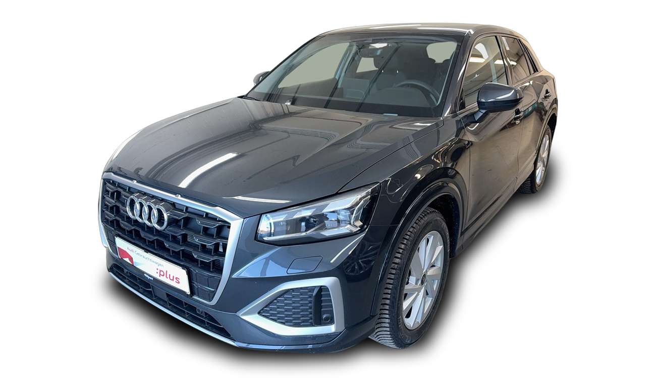 Audi Q2 Freisteller in Manhattangrau Metallic Frontansicht  