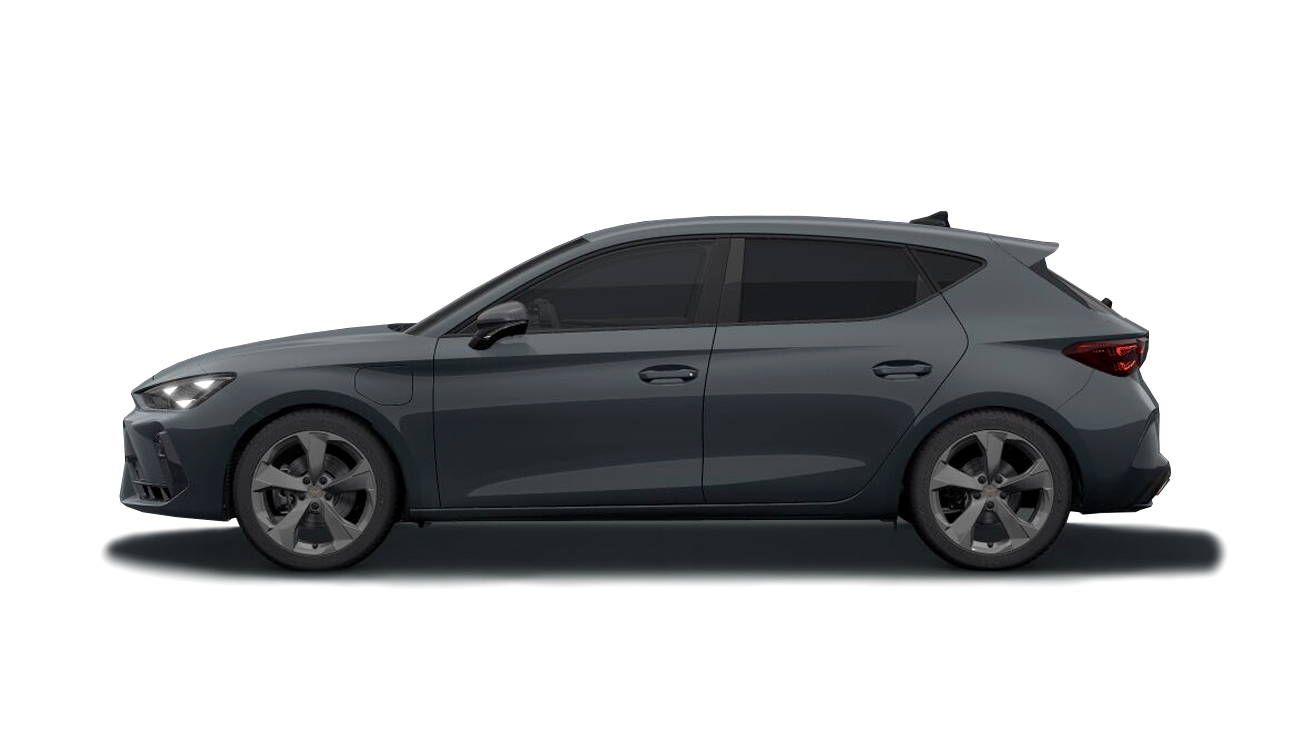 CUPRA Leon 1.5 e-HYBRID Freisteller in Fiord Blau Seitenansicht