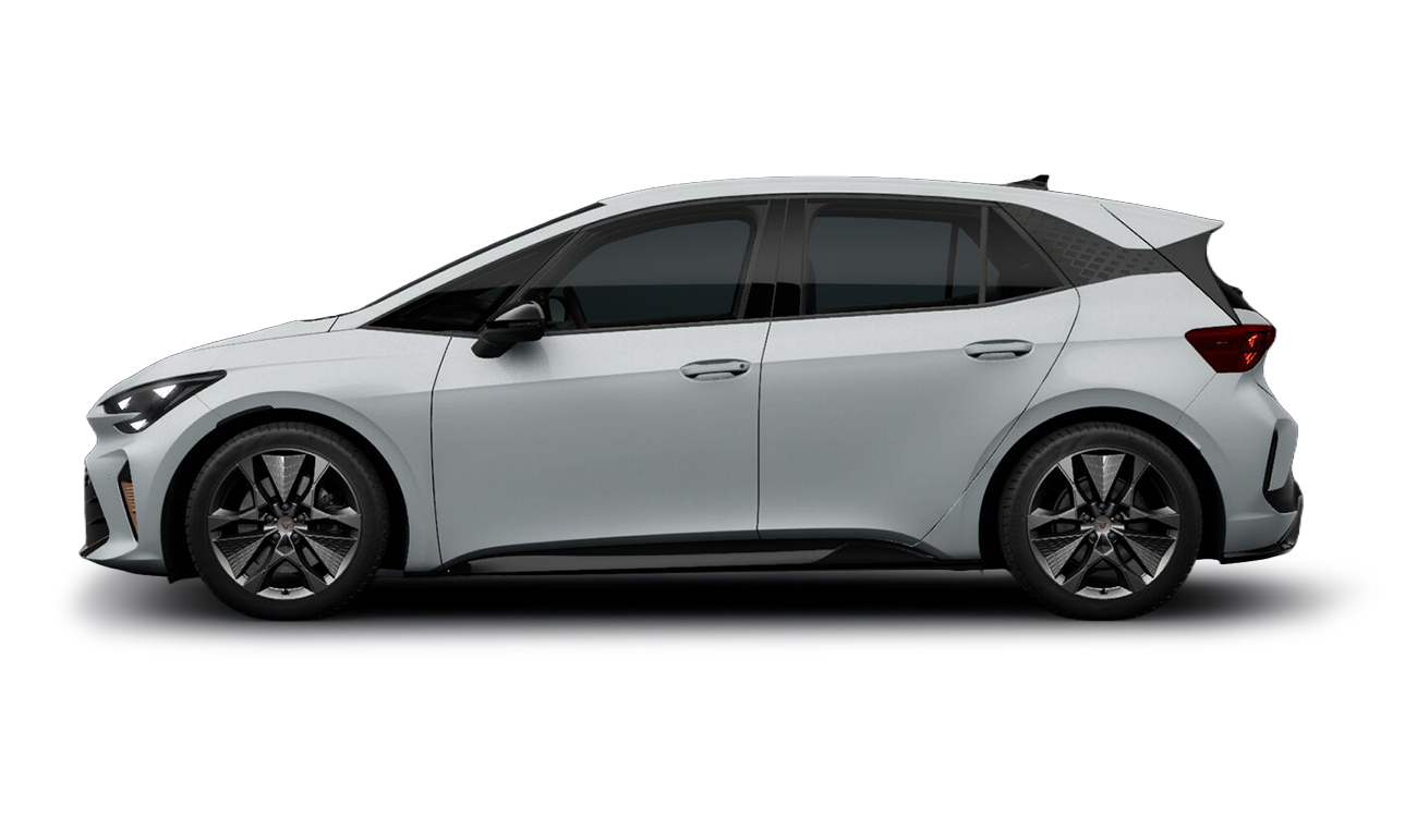 Neuer CUPRA Born Freisteller in Glacial White Metallic Seitenansicht