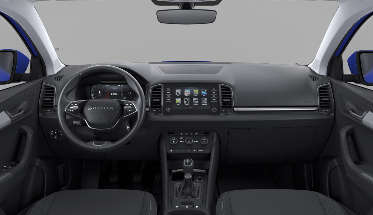 Škoda Karoq Freisteller in Energy-Blau Interieur