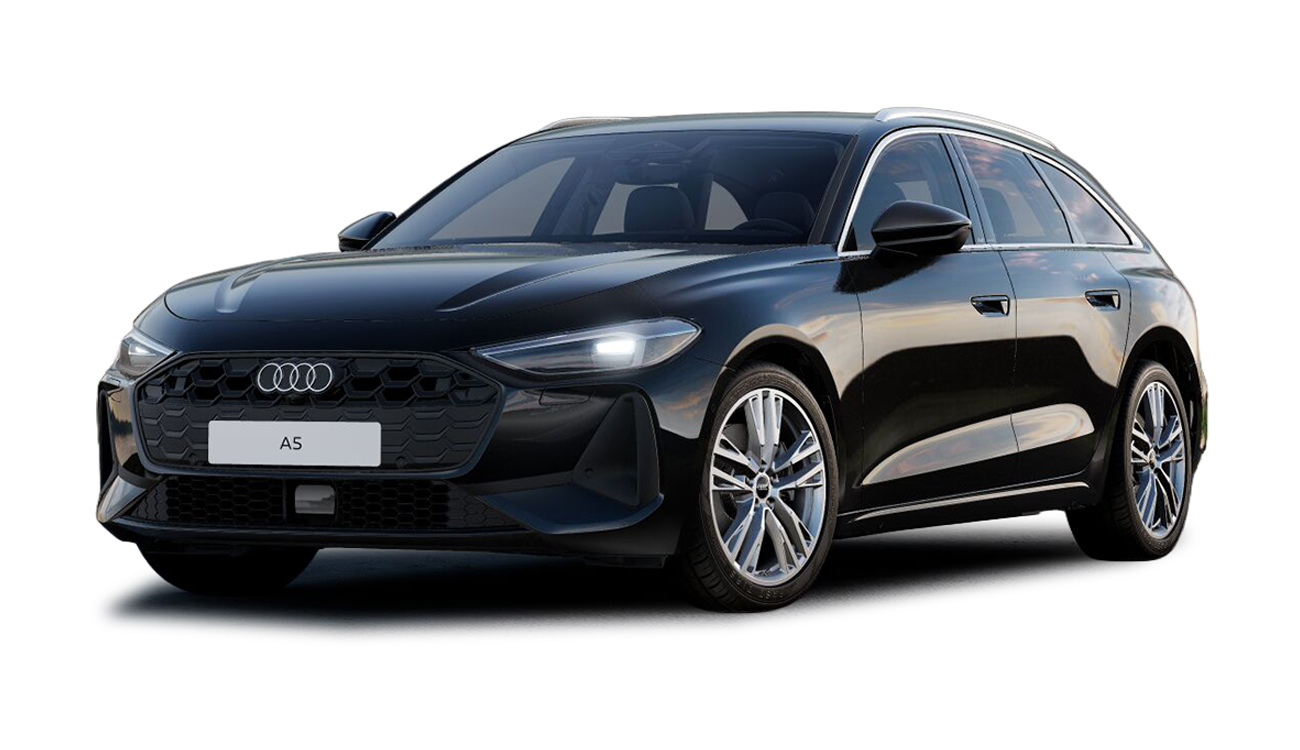 Audi A5 Avant in Mythosschwarz Metallic Frontansicht