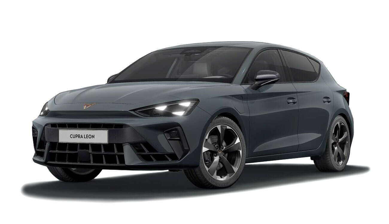 CUPRA Leon 1.5 e-HYBRID Freistellen in Fiord Blau Frontansicht