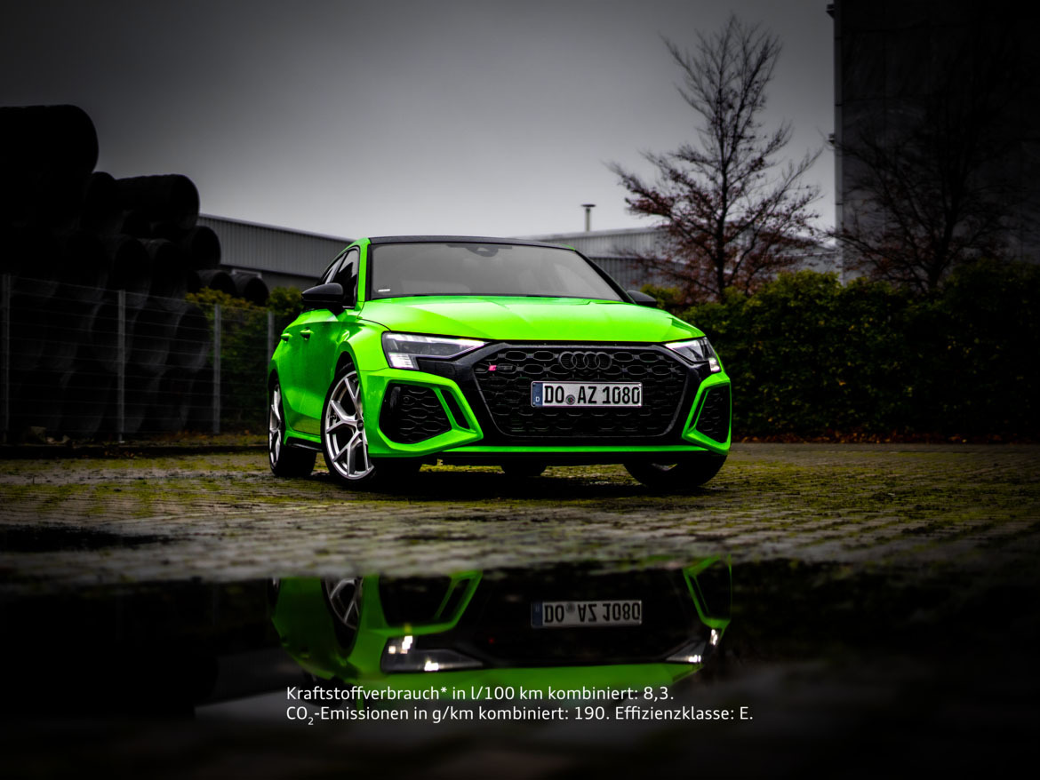 Audi rs3 frontansicht in grün