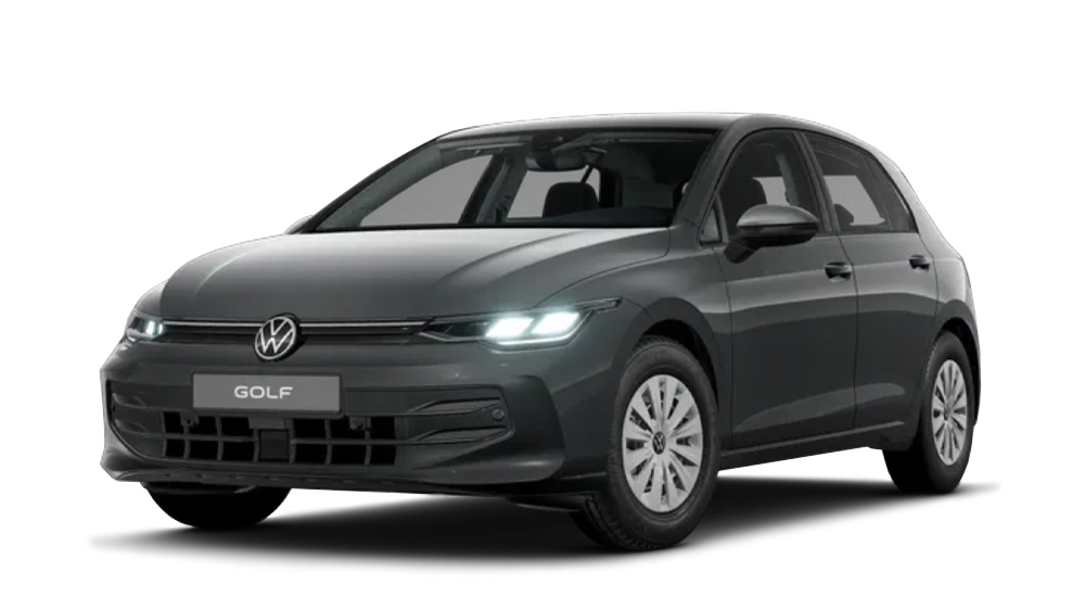 VW Golf Neuwagen. Das Auo hat die Farbe grau. 