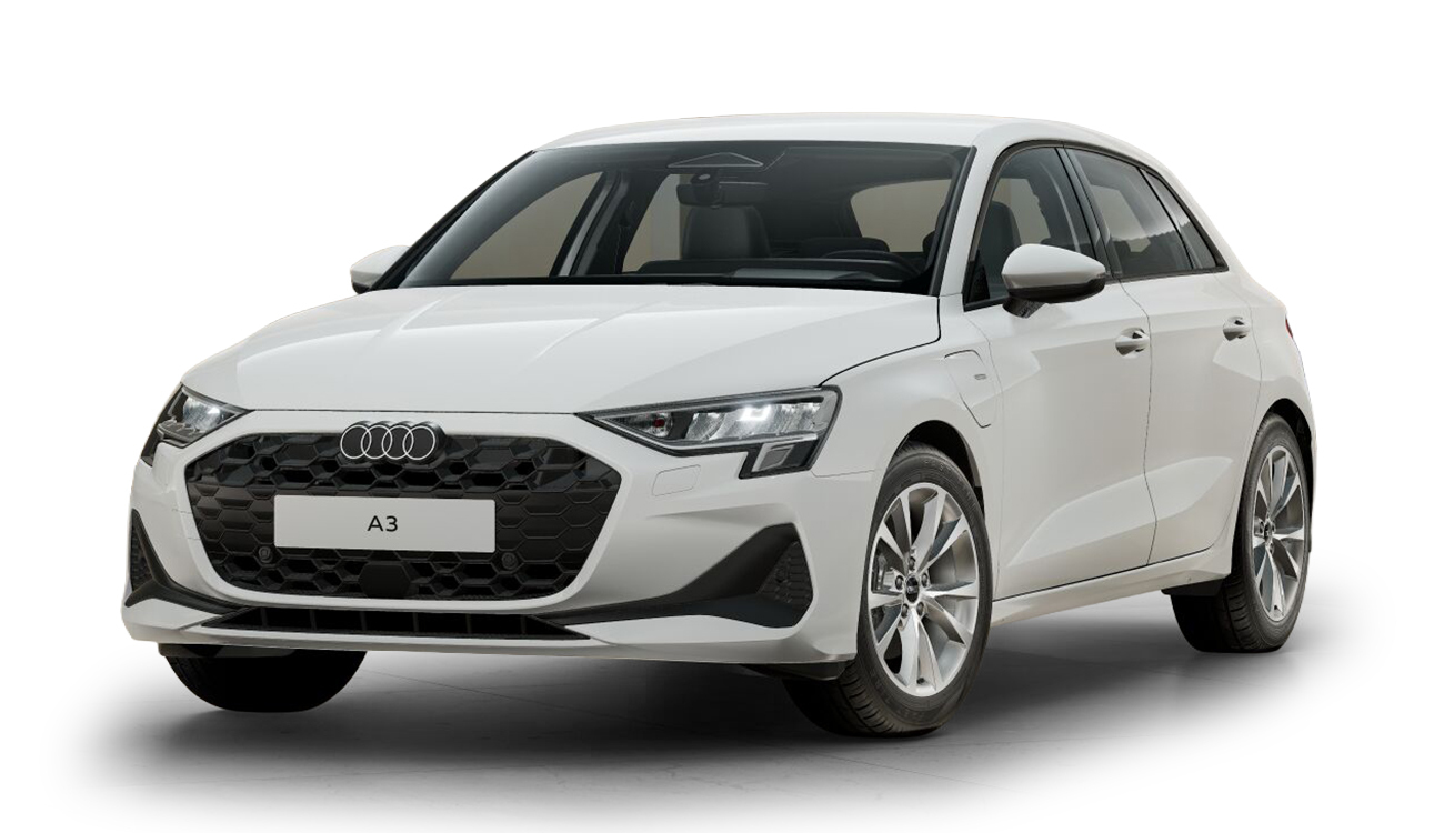 Audi A3 Sportback e-hybrid in Arkonaweiß Frontansicht