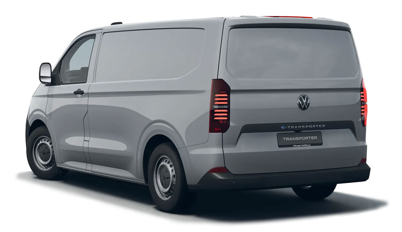 VW e-Transporter Kasten in Stone Grey Hinteransicht