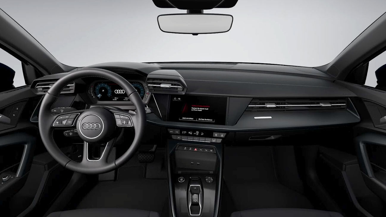 Audi A3 Sportback Freisteller in Navarrablau Metallic Interieur