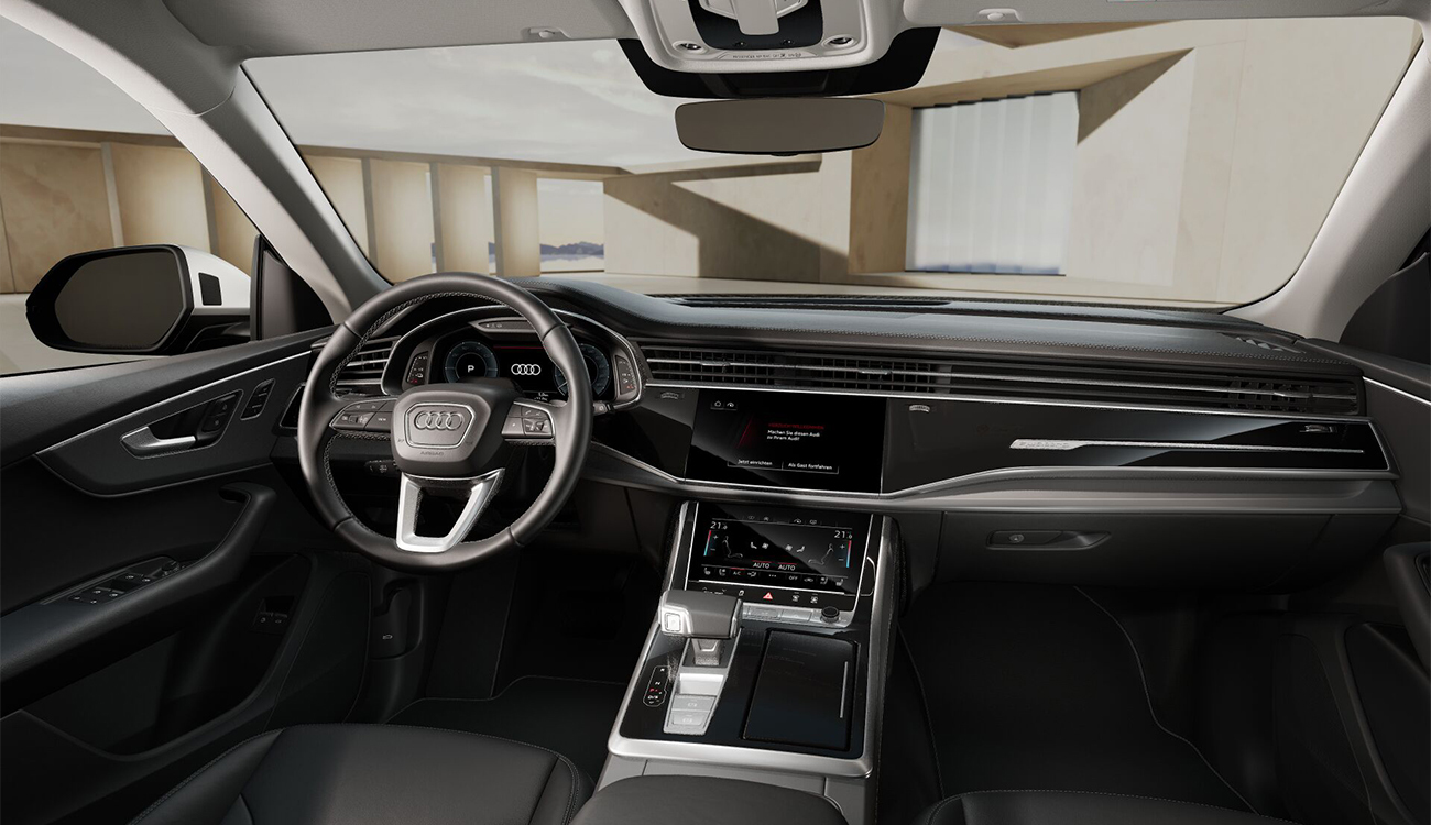 Audi Q8 SUV e-Hybrid in Carraraweiß Innenansicht