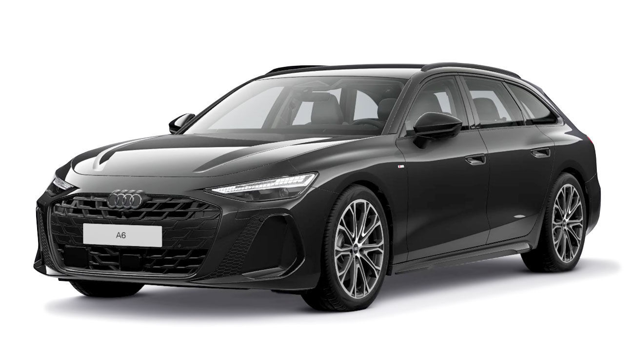 Audi A6 Avant Freisteller in Mythosschwarz Metallic Frontansicht
