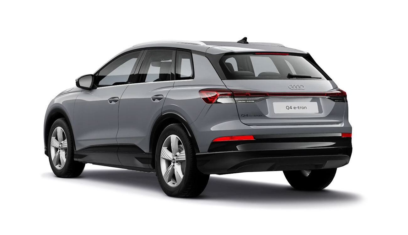 Audi Q4 e-tron in Kieselgrau Heckansicht