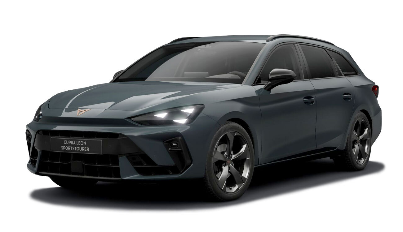 CUPRA Leon Sportstourer Freisteller in Fiord Blau Frontansicht