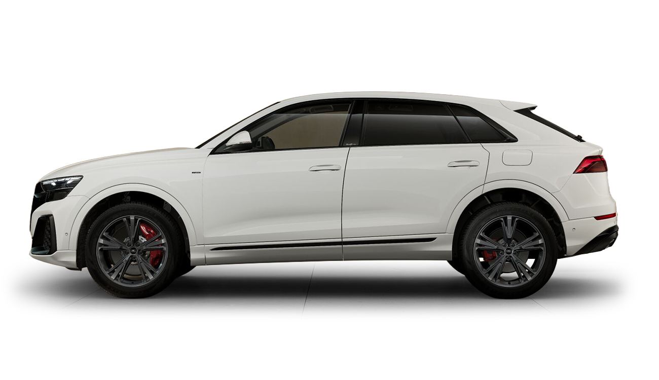 Audi Q8 SUV e-Hybrid in Carraraweiß Seitenansicht