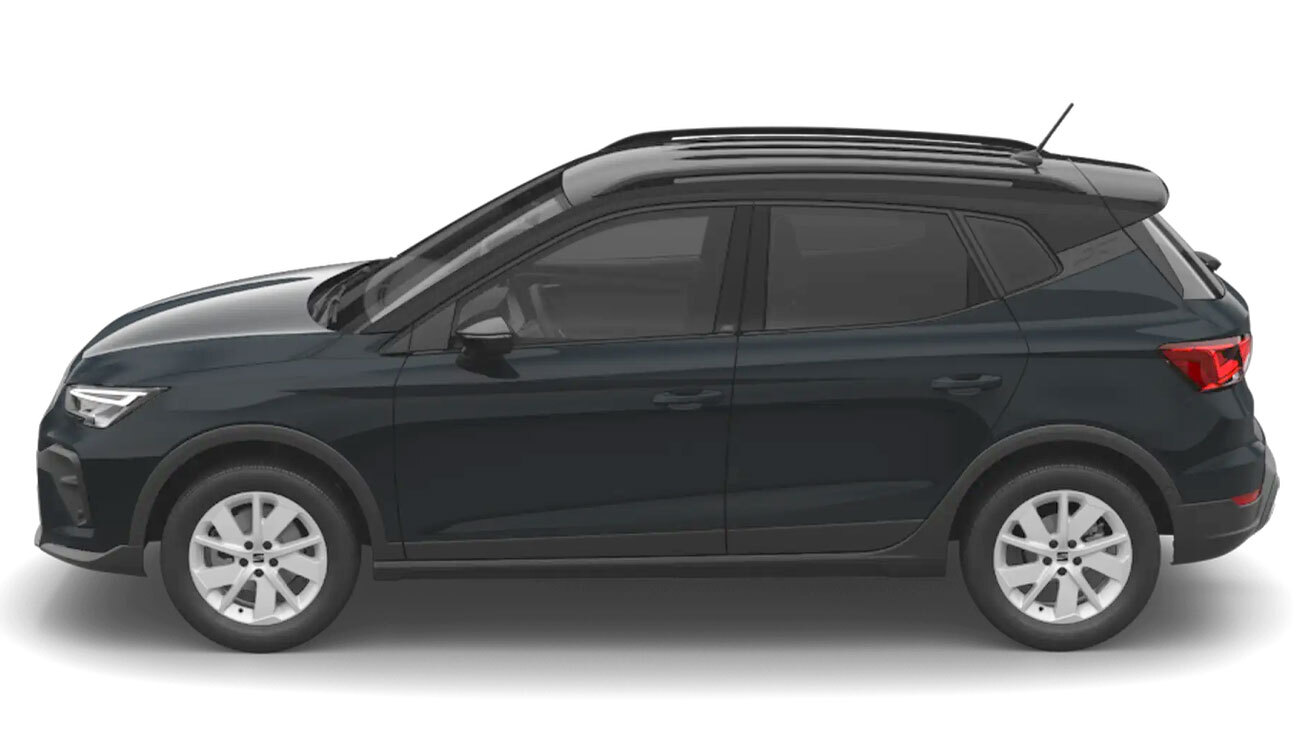 SEAT Arona FR Freisteller in Fiord Blau/Midnight Schwarz Metallic Seitenansicht