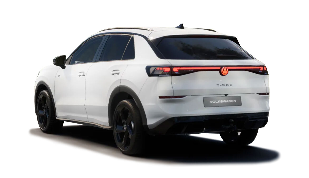 VW T-Roc R-Line Freisteller in Pure White Heckansicht
