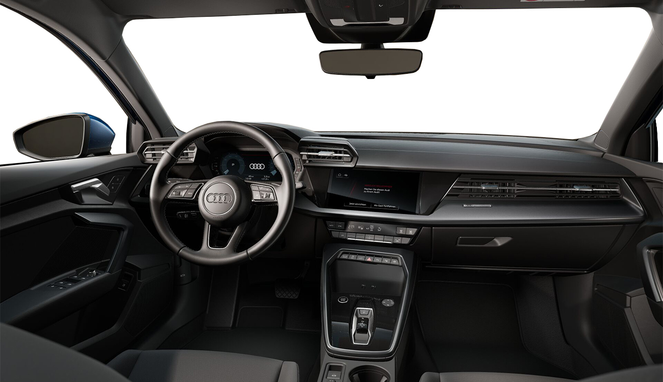 Audi A3 Sportback Freisteller in Ascariblau Metallic Interieur