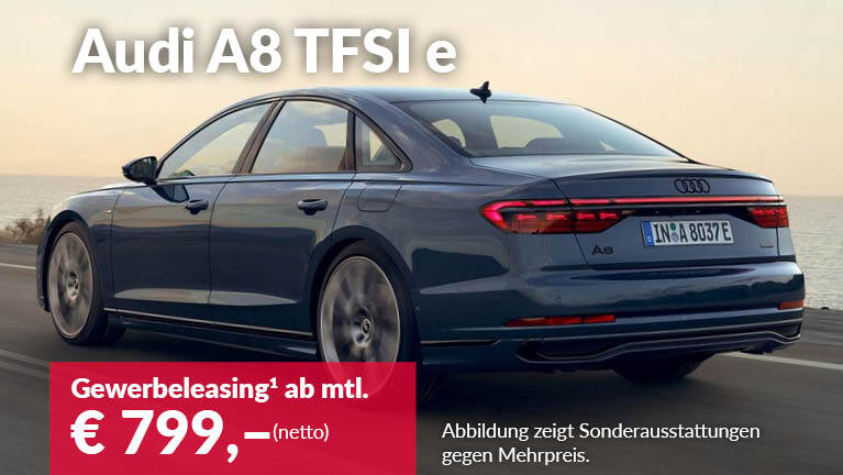 Angebotsteaser Audi A8 TFSI e Gewerbekunden