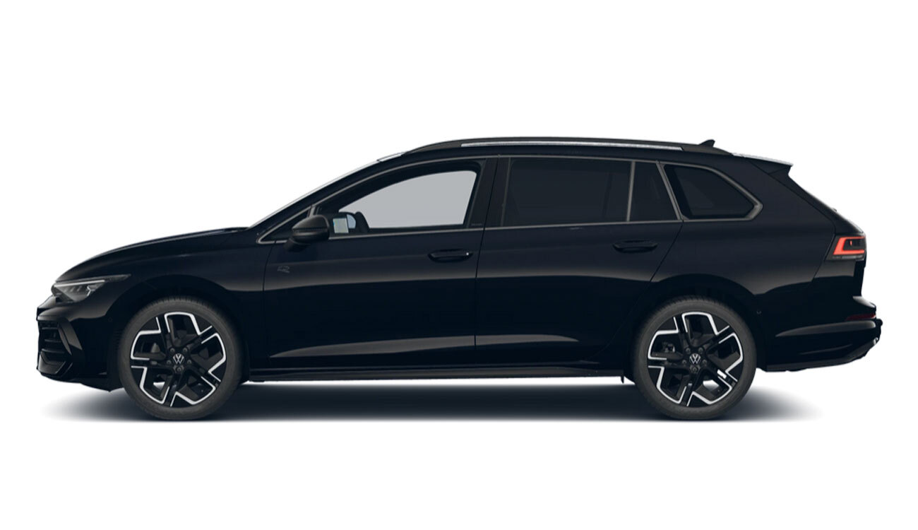 VW Golf Variant R-Line Freisteller in Grenadillschwarz Metallic Seitenansicht