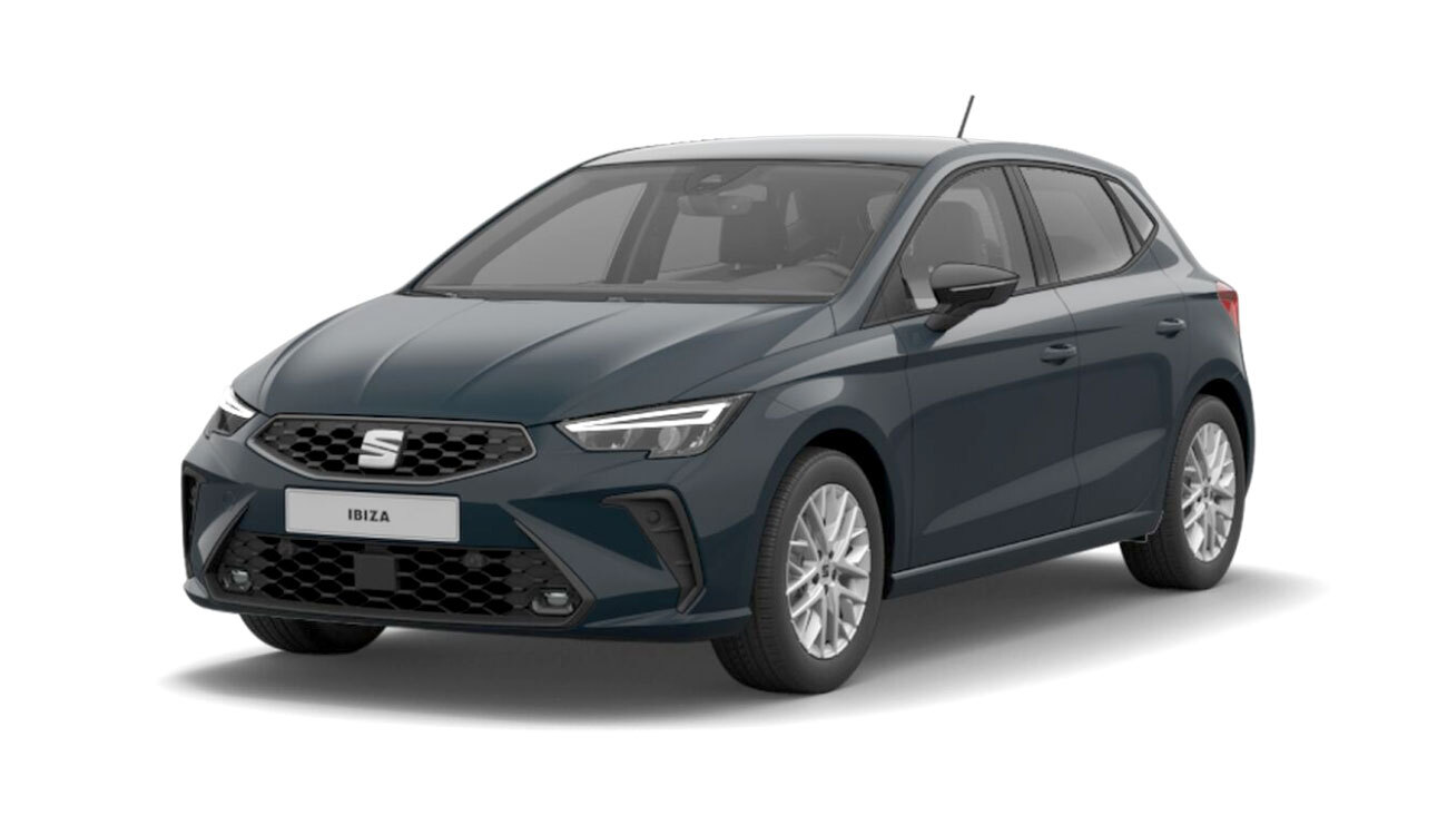 SEAT Ibiza FR Freisteller in Fiord Blau Frontansicht