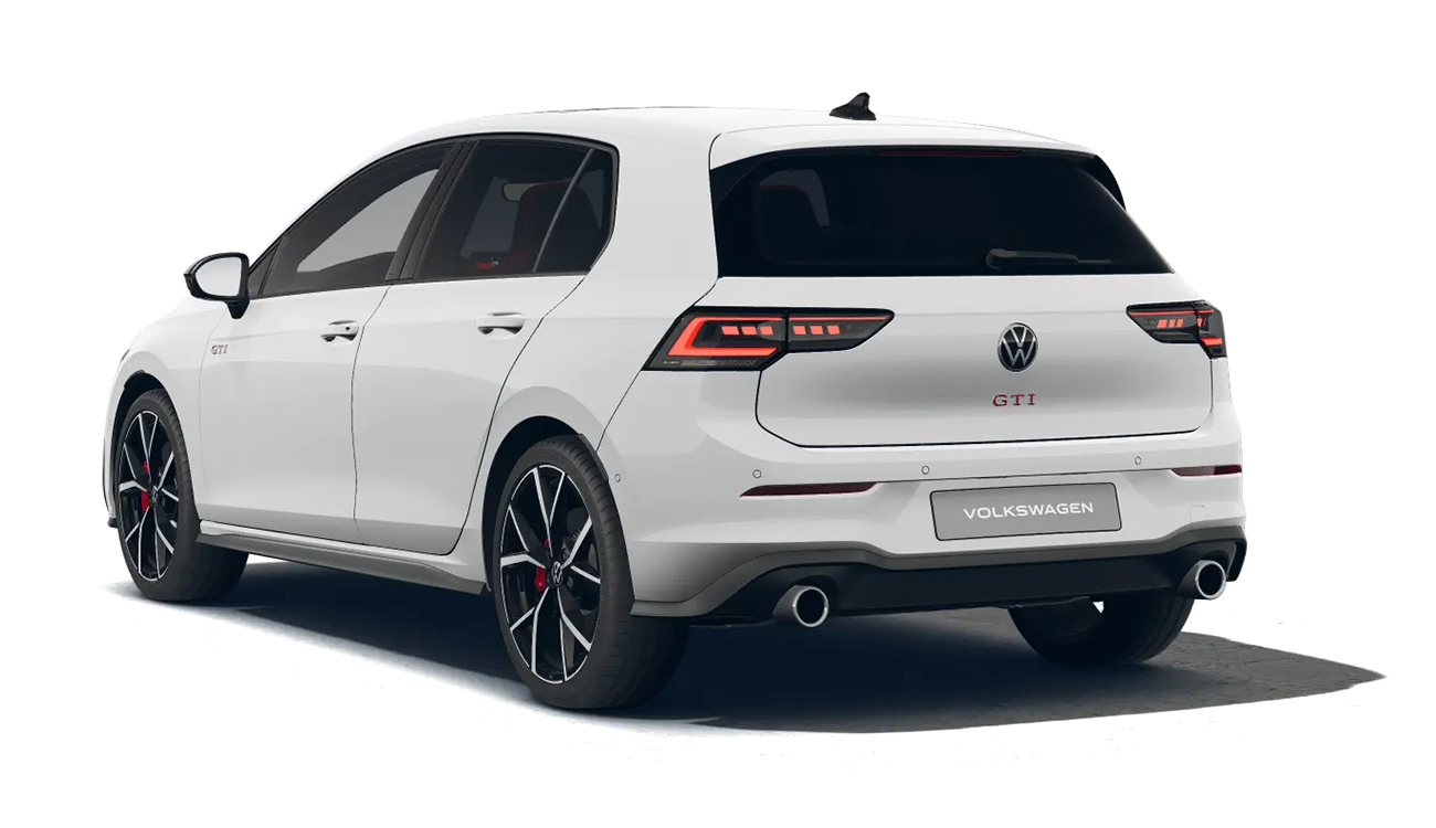 VW Golf GTI in Pure White Hinteransicht