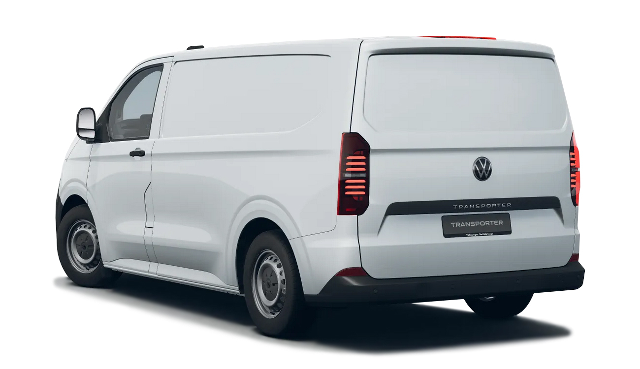 VW Transporter Kasten Freisteller in Clear White Heckansicht