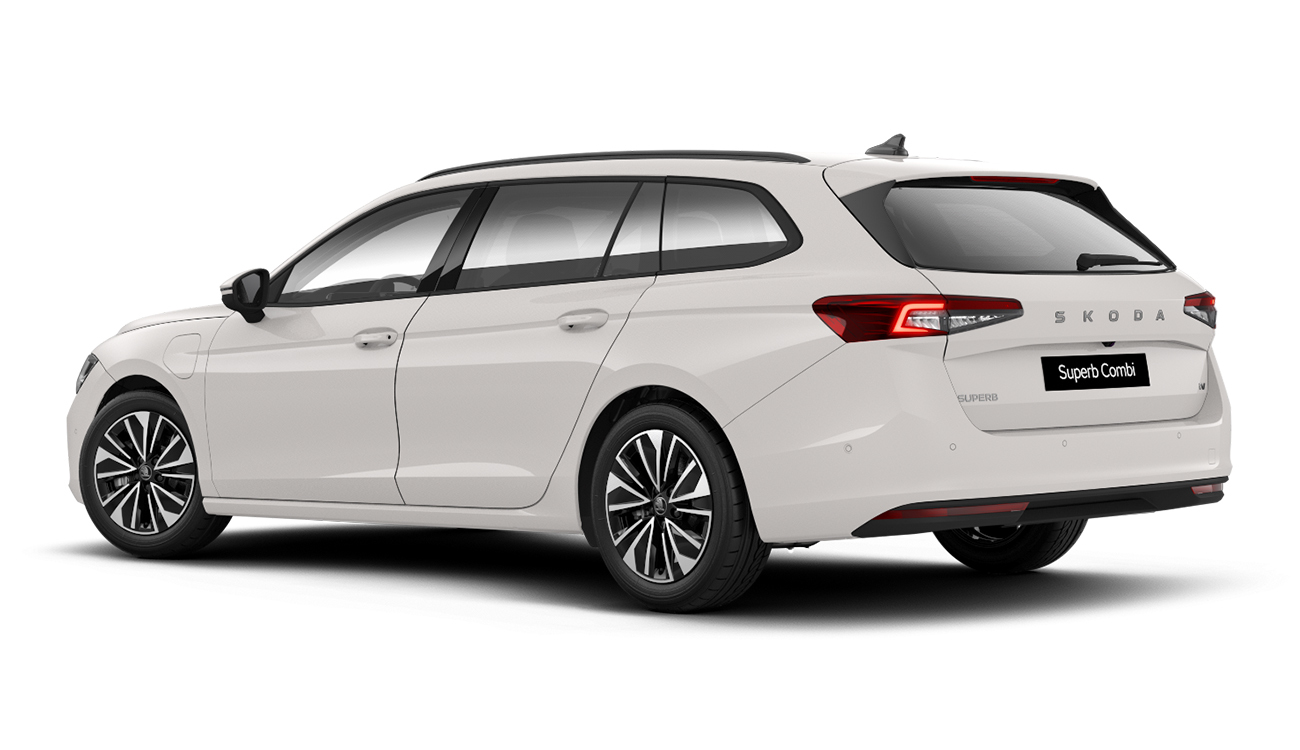Škoda Superb Combi Selection in Kristall-Weiß Uni Heckansicht