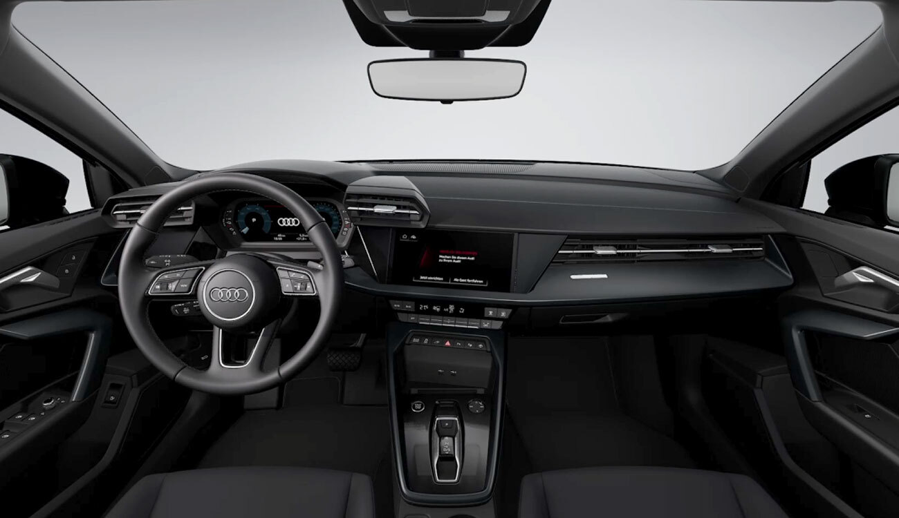 Audi A3 Sportback Hybrid Freisteller in Brilliantschwarz Interieur