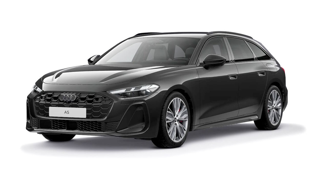 Audi A5 Avant Freisteller in Mythosschwarz Metallic Frontansicht