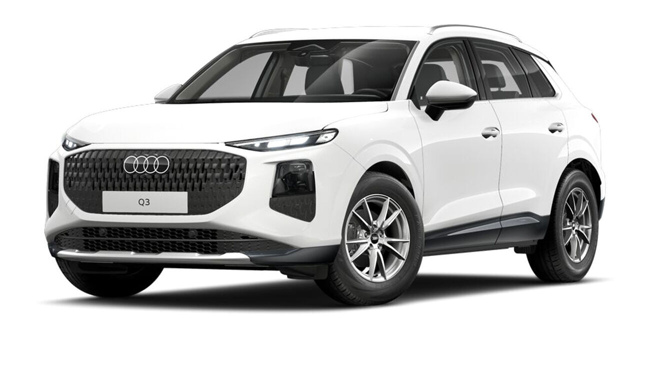 Der Audi Q3 SUV in Arkonaweiß in der Frontansicht 