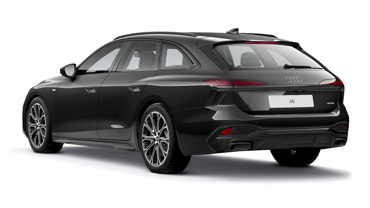 Audi A6 Avant Freisteller in Mythosschwarz Metallic Heckansicht