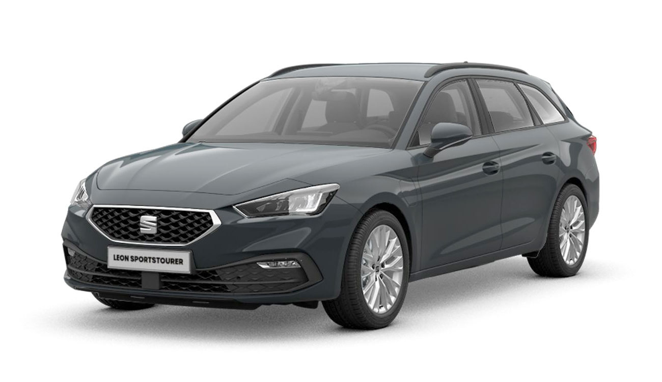 SEAT Leon Sportstourer e-HYBRID Freisteller in Fiord Blau Frontansicht