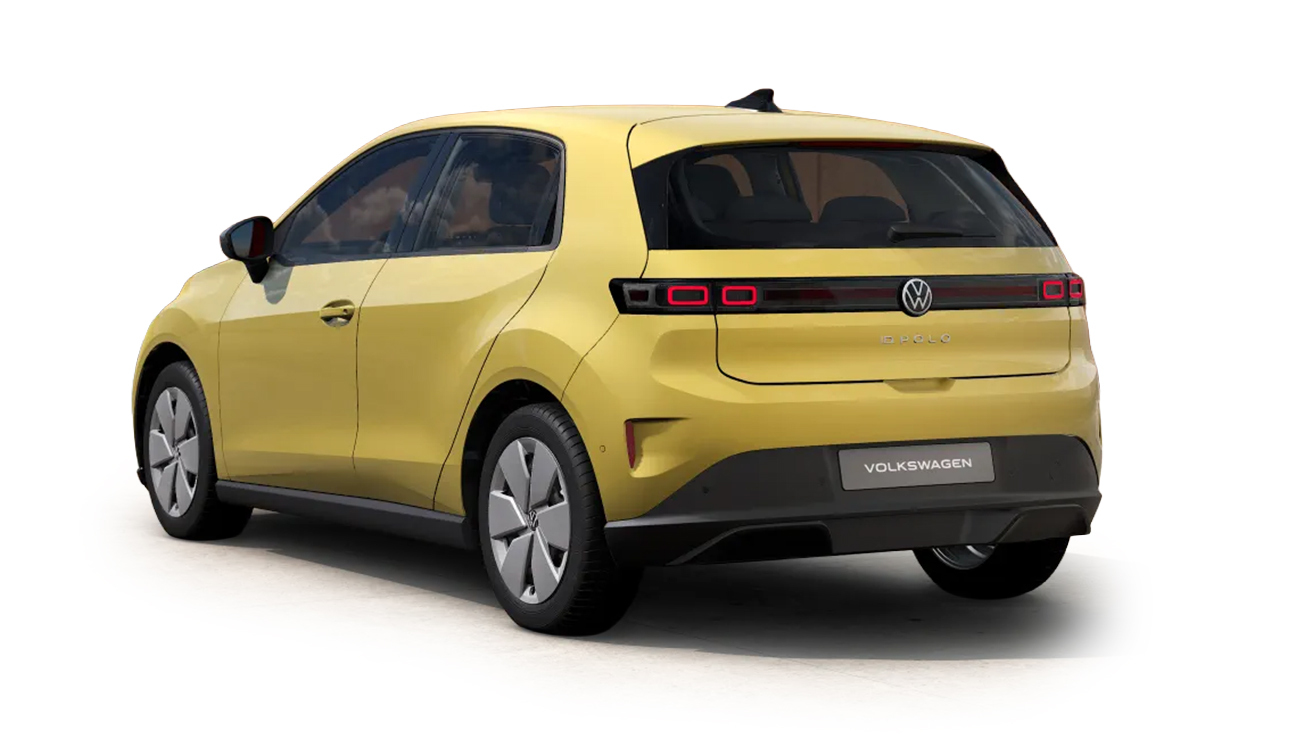 VW ID. Polo Trend in Pythongelb Metallic Heckansicht