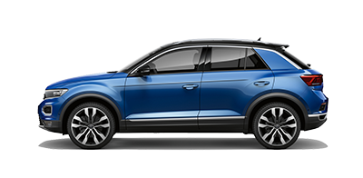 Volkswagen T-Roc in blau metallic seitlich
