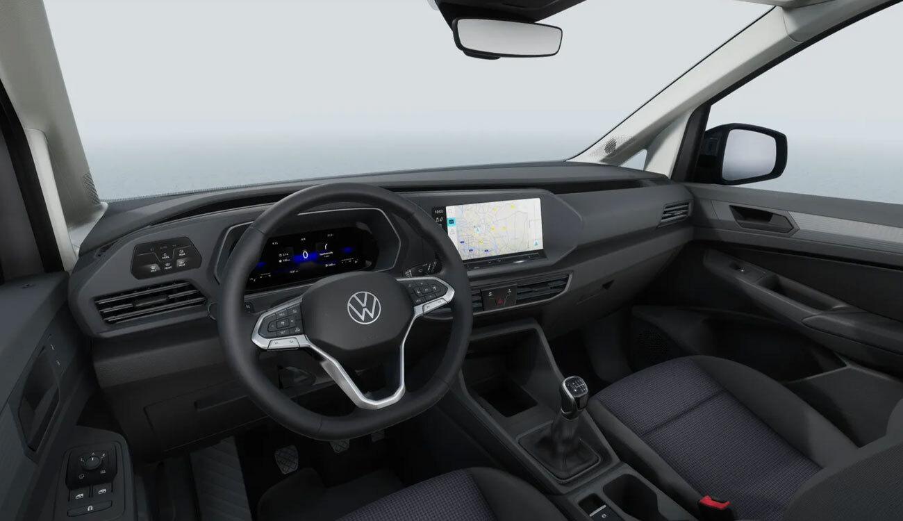 VW Caddy in Indiumgrau Metallic Cockpit