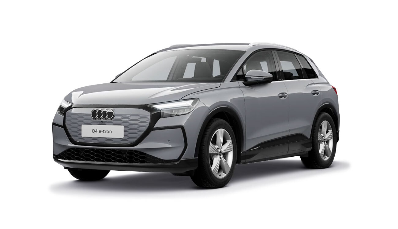 Audi Q4 e-tron in Kieselgrau Frontansicht