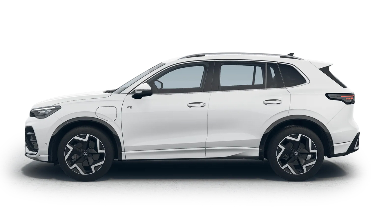 Tiguan R-Line eHybrid in Pure White Seitenansicht