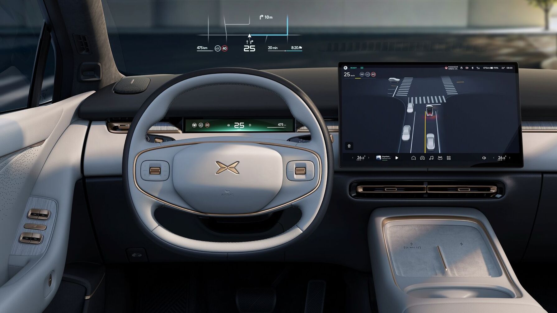 Head up Display und 8,8" Fahrerinformationsdisplay