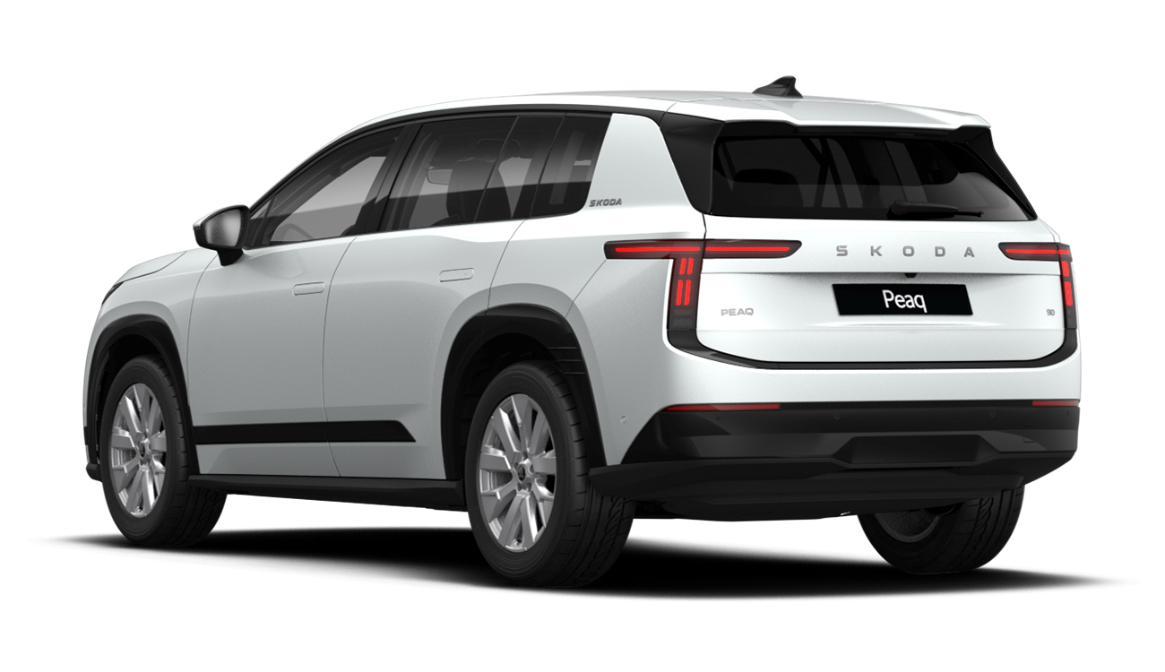 Škoda Peaq Selection in Moon-Weiß Perleffekt Heckansicht