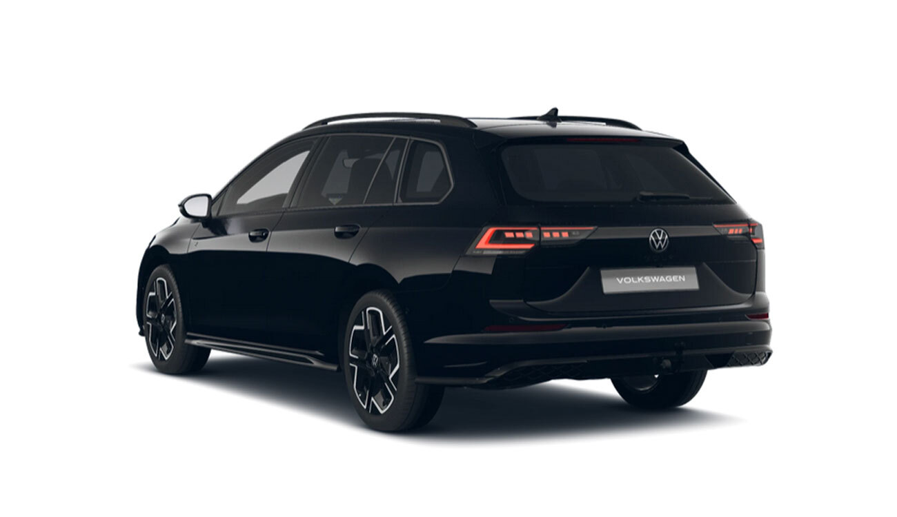 VW Golf Variant R-Line Freisteller in Grenadillschwarz Metallic Heckansicht